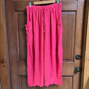 Free People Bright Pink Wide Leg Pants Size M
